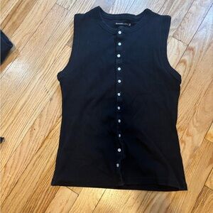 Abercrombie & Fitch Black Sleeveless Button-Down Shirt